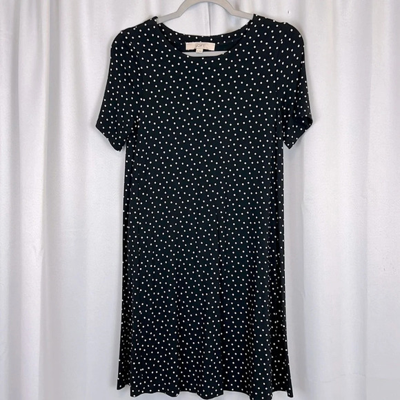Loft Women’s XS Polka Dot Short Sleeve Knit Dress - Picture 1 of 5
